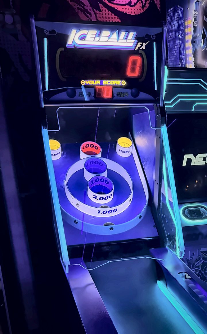 Ice-Ball FX arcade roll-ball game with lit score targets